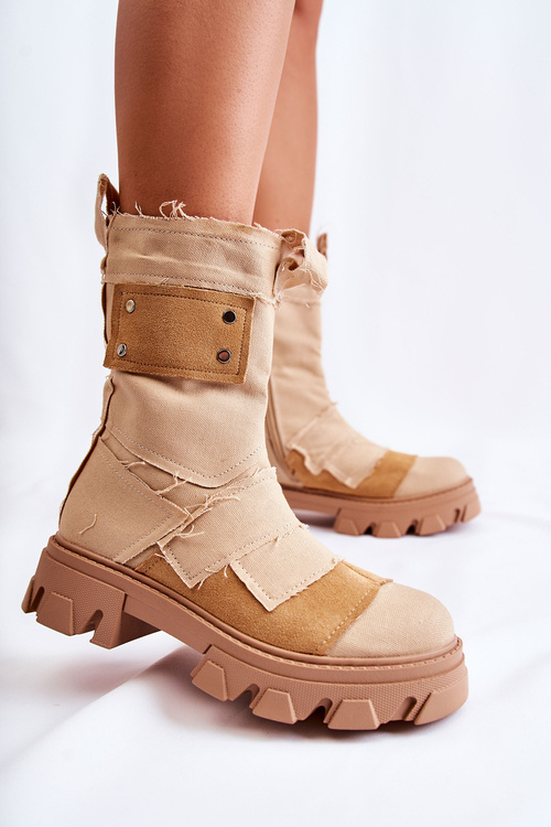 High Workers Booties On A Zipper Dark beige Nerisa