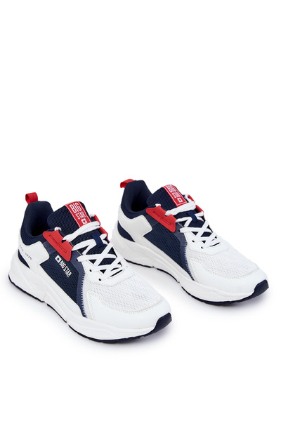 Sportowe Buty Sneakersy Męskie Biało-Granatowe Big Star JJ174399