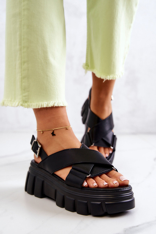 Platform Leather Sandals Black Betti