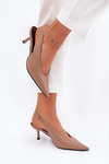 Heels With Open Back Eco Leather Dark Beige Aricandia