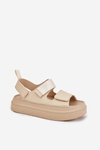 Women's Platform Sandals With Velcro Beige Nitepira