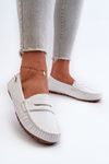 Women's White Faux Leather Moccasins Rerceria