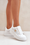 Perforated sneakers with golden detail white Cassildi