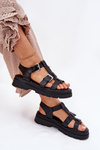 Ladies Eco Leather Sandals With Buckles Black Jeneliena
