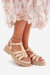 Eco Leather Women's Sandals On Platform Beige Nendales