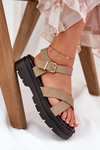 Women's Platform Sandals Made of Eco Leather Khaki Gevinniser