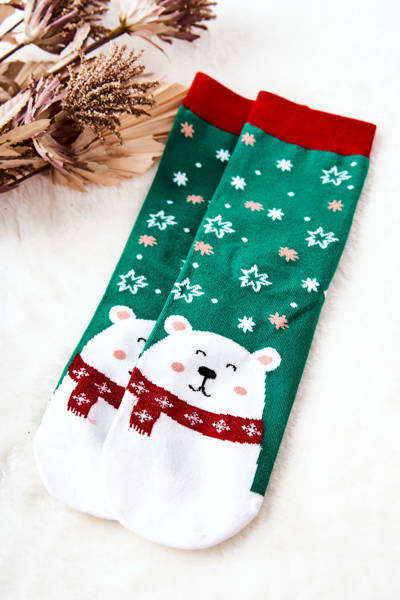 Christmas Socks Bear Green