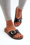 Women's Platform Sandals with Buckle Black Moaxi