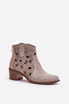 Openwork Suede Booties Lewski Shoes 3170/2 Cappucino