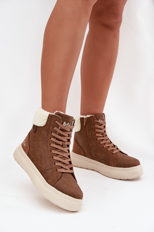 Damskie Buty Zimowe Z Kożuszkiem Brązowe Lee Cooper LCJ-25-01-3735