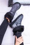 Women's Snow Boots High With Fur and Glitter Fourrure