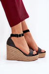Women's Wedge Sandals With Braiding Black Adelio