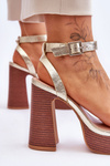 Leather Sandals On A Chunky Platform gold Marina