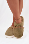 Furry slippers with bow green Minella