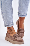 Suede Platform Loafers Dark beige Milana