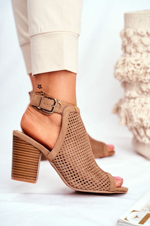 Women’s Boots Peep Toe Suede Spring Beige Paradise