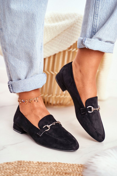 Women's Suede Moccasins Sergio Leone MK733 Black