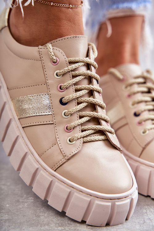 Women's Sport Leather Shoes Tied White and Blue Ariva