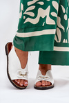 Flat Sandals With Decoration Eco Leather White Tillireta