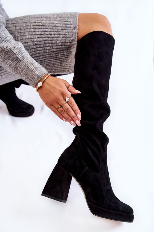 Women's Suede Over The Knee Boots Black Kessler