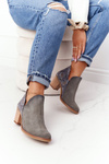 Women’s Leather Boots On Block Heel Maciejka Grey 04492