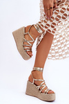 Leather Wedge Sandals Gold Margaritt