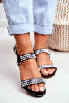Black Women's Flat Sandals Lu Boo With Studs Aldona