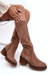 Women's Knee-High Low Heel Boots Brown Beveta