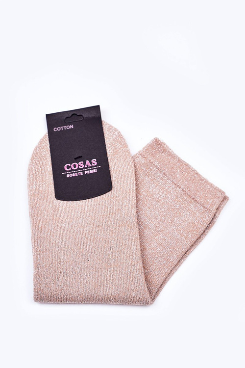 Women's Cotton Socks With Silver Thread COSAS Beige
