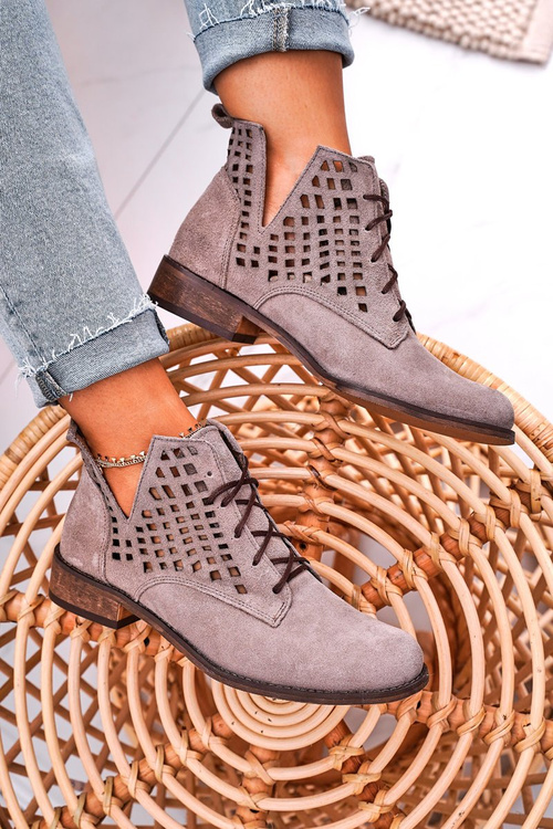 Women's Openwork Boots Suede Cappuccino Susannah