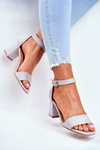 Suede Sandals On A Block Heel Vinceza 20-17058 Grey