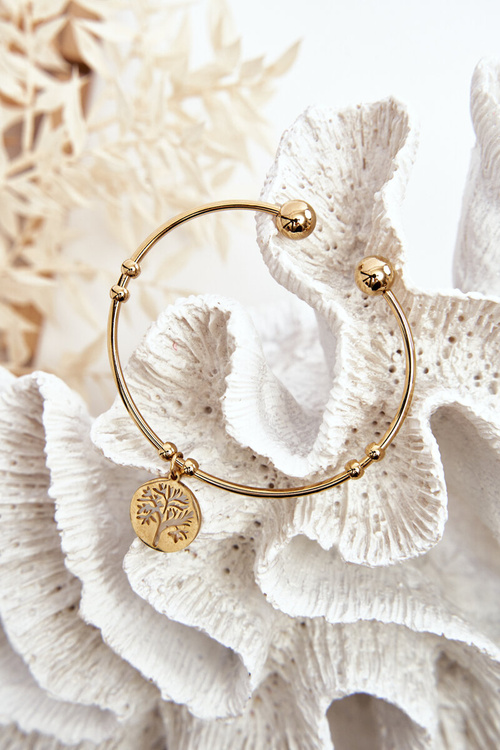 Bransoletka Damska Wsuwana Stalowa Drzewko Złota