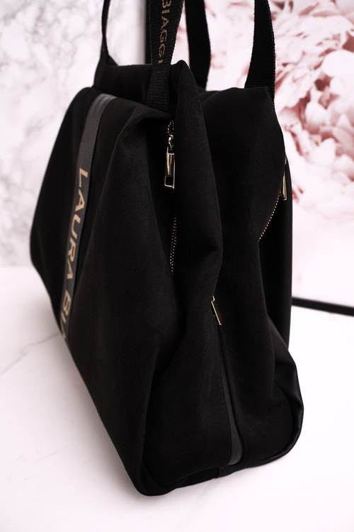 Shopper Shoulder Bag LAURA BIAGGI Suede Black