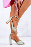 Leather Sandals On A Bar Green Sheela