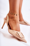 Suede High Heels With Toe In Spitz Beige Emberly