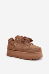 Fleece Lined Women's Platform Sneakers Brown Velarisea