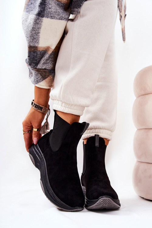 Platform Boots Suede Black Nicci