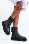 Zazoo 60369 Women's Leather Platform Ankle Boots Green
