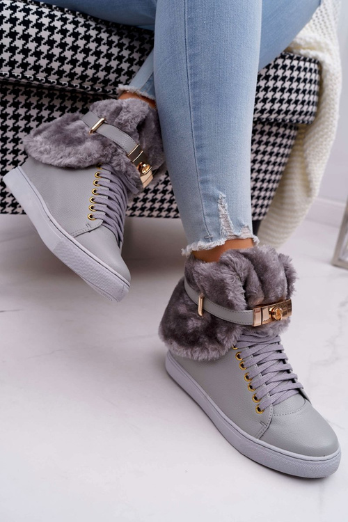 Lu Boo Gray Boots with Fur Gisele