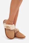 Women's slippers with fur and embroidery Camel Devianne