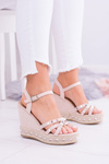 Women's Beige Sandals On Anchor Studs Amare