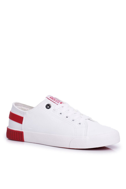 Women's BIG STAR Leather Tennis Shoes FF274174 White Red