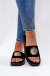 Women Slippers With Golden Decoration Black Kaliora
