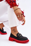 Leather Loafers With Decoration GOE LL2N4040 Black-Red
