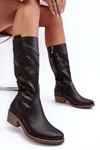 Leather Boots with Lacy Pattern Black Sierra
