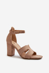 Fashionable Suede High Heels Sandals Camel Aubrey