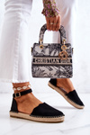 Espadryle Damskie Sprzączka Czarne Bonetti