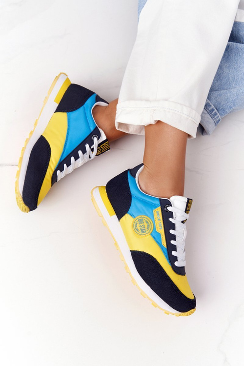 Buty Sportowe Memory Foam Big Star Żółto-Niebieskie HH274525