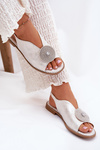 Shiny Women's Sandals With Decorative Detail S.Barski KV51-012 Silver