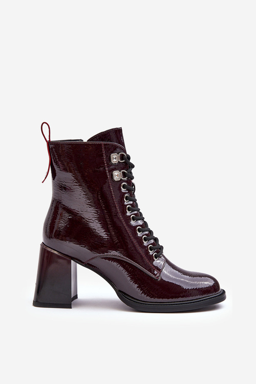 Lace-Up Heel Boots in Burgundy SBarski MR870-06